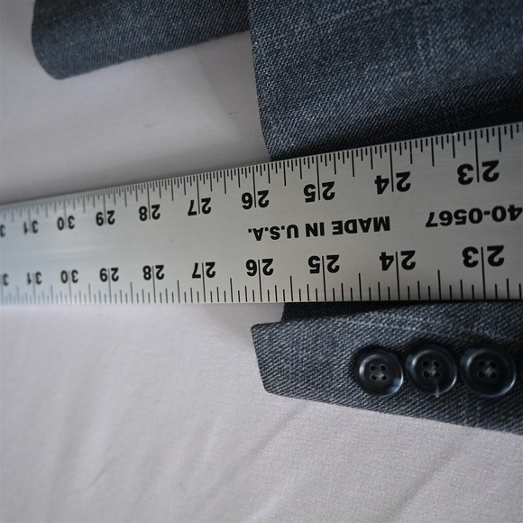 Jos A Bank‎ 44L Blue Windowpane Silk Wool Mens Suit Jacket Blazer Sport Coat - Picture 9 of 16